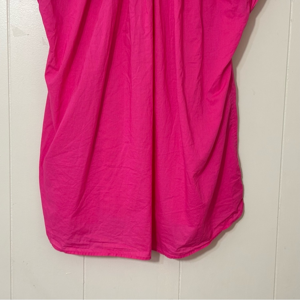 A Shirt Thing Fuchsia Ruffle V-Neck Blouse Top Medium Pink Cotton Boho Flowy - Picture 9 of 9
